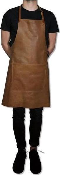 Actual product image DutchDeluxes BBQ Vintage Leather Apron, Cognac (One size)