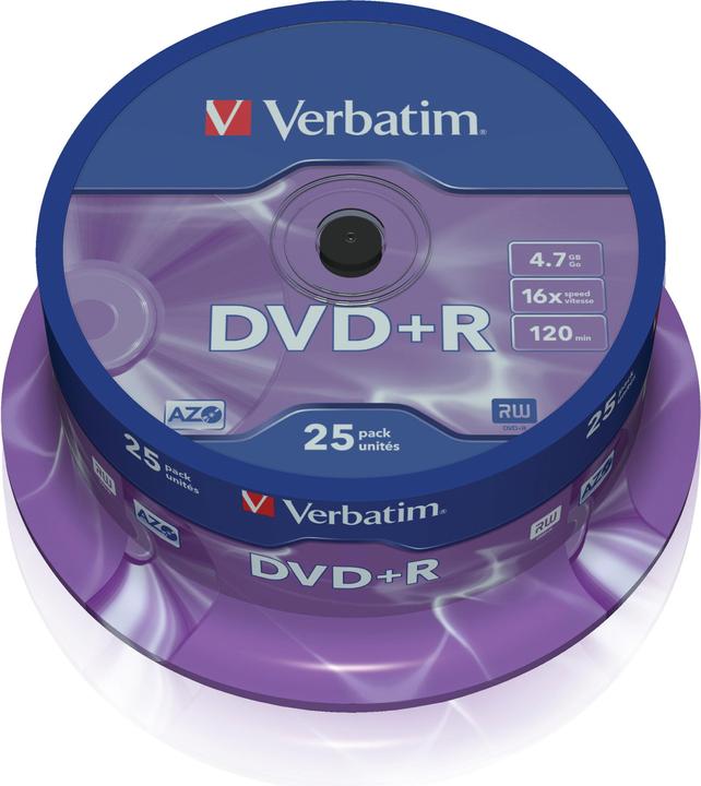 Image du produit Verbatim DVD+R, 4.7GB, 16x Spindel (25 x)