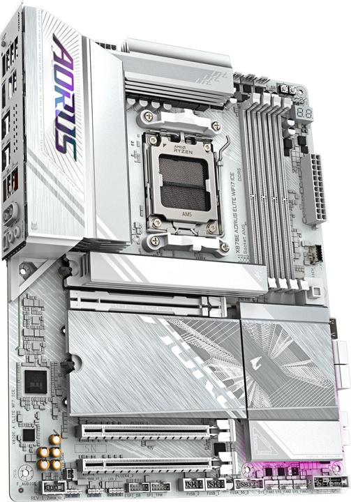 Produktbild Gigabyte MB GBT AMD AM5 X870E AORUS ELITE WF7 ICE (AM5, AMD X870E, ATX)