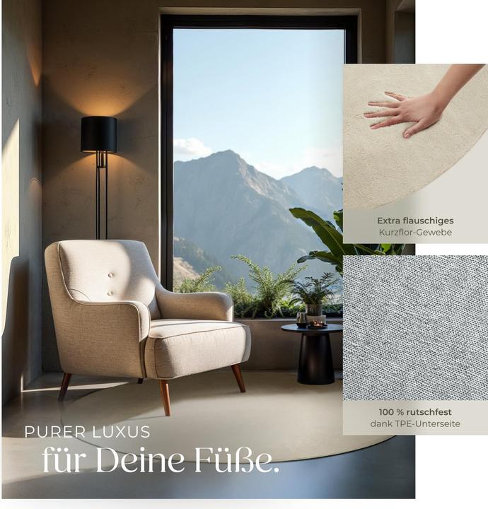 Produktbild tectake Kurzflorteppich Soft Zone (120 x 120 cm)