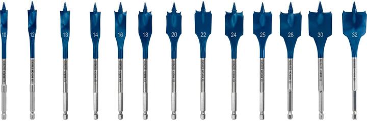Produktbild Bosch Professional Zubehör EXPERT Self Cut Speed Flachfräsbohrer-Set, 10/12/13/14/16/18/20/22/24/25/28/30/32 mm, 13-tlg. (10, 12, 13, 14, 16, 18, 20, 22, 24, 25, 28, 30, 32 Millimeter)