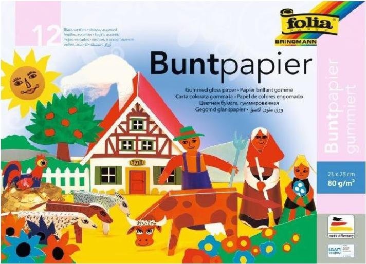 Immagine prodotto Folia Carta gommata colorata colori assortiti 80 g/m² 12 fogli (80 g/m², 12 x)