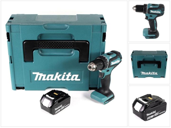 Image du produit Makita DDF 485 T1J 18 V Li-Ion Perceuse visseuse sans fil Brushless 13 mm + Coffret MakPac + 1 x Bat (Fonctionnement sur batterie)