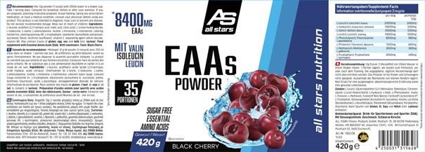 Nährwerte und Zutaten All Stars EAA Powder (420G Dose) (Kirsche, 1 Stk., 400 g)