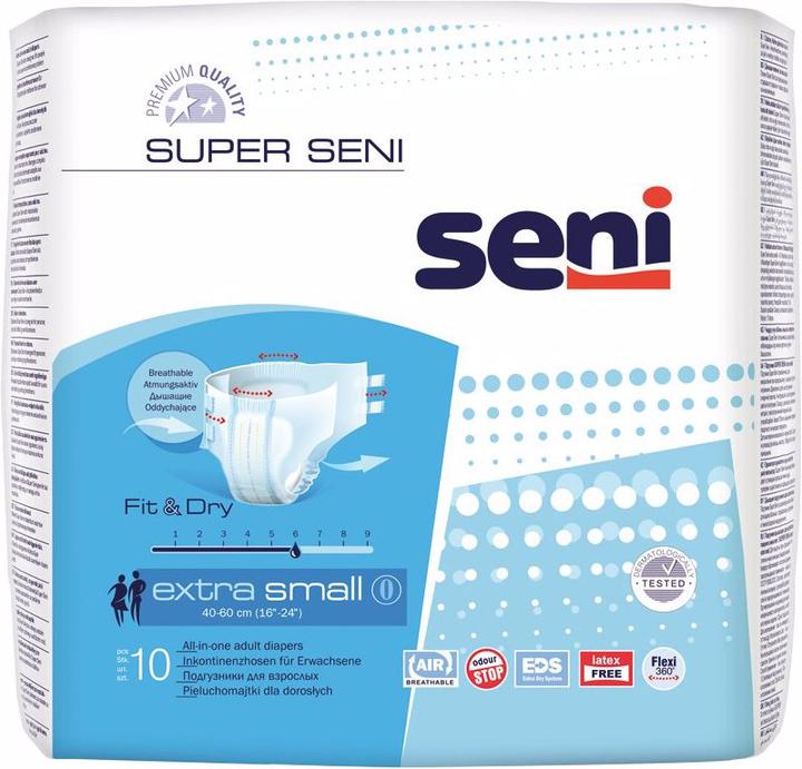 Produktbild Seni Super Windelhosen XS atmungsaktiv Hüftumfang 40-60cm 6 Tropfen (10 x, Mini)