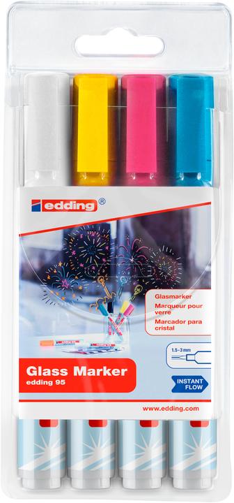 Actual product image Edding Glassboard Marker Set (White, Light blue, Pink, Yellow, 3 mm, 4 x)