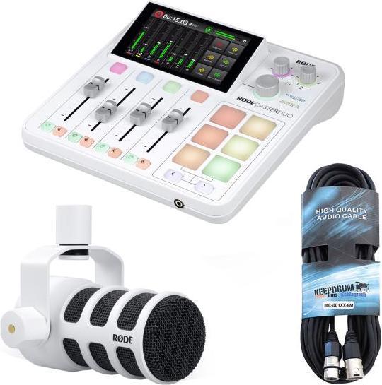 RØDE Rodecaster Duo White with Podmic White and cable (Studio- and Livemixer)