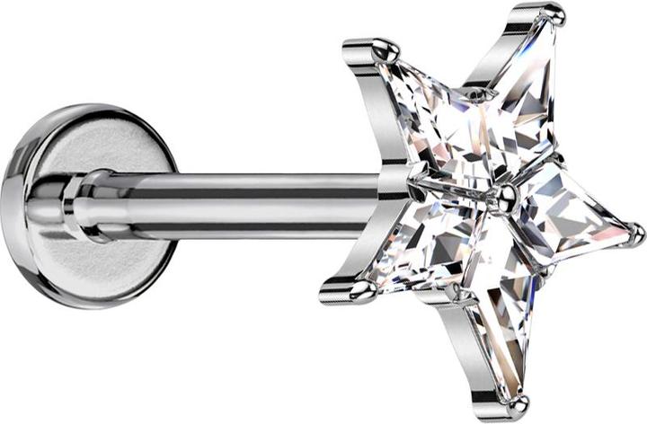 Immagine prodotto Star Piercing Micro Labret filo interno argento stella argento cristalli argento (senza ottone, Titanio G23)