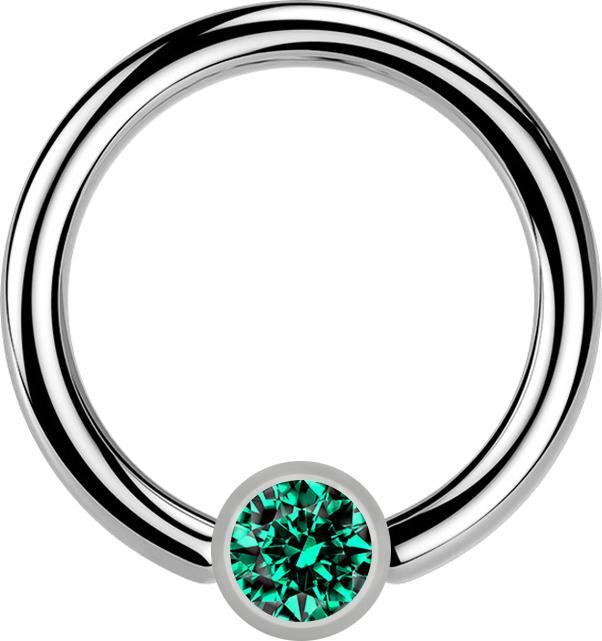 Produktbild Star Piercing Micro Ball Closure Ring silber und Kristall türkis (ohne Messing, Titan G23)