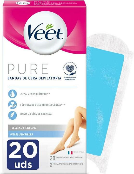 Actual product image Veet BANDAS DE CERA depilatorias corporales pure piel sensible 20 u (20 x)
