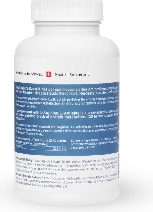 Valeurs nutritives et ingrédients Kingnature Arginin Vida caps (120 pièce(s), Capsules, 140 g)