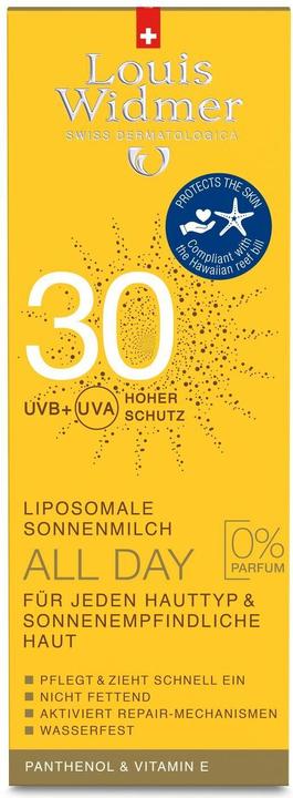 Immagine prodotto Louis Widmer Latte solare per tutto il giorno non profumato (Latte solare, SPF 30, 100 ml, 137 g)