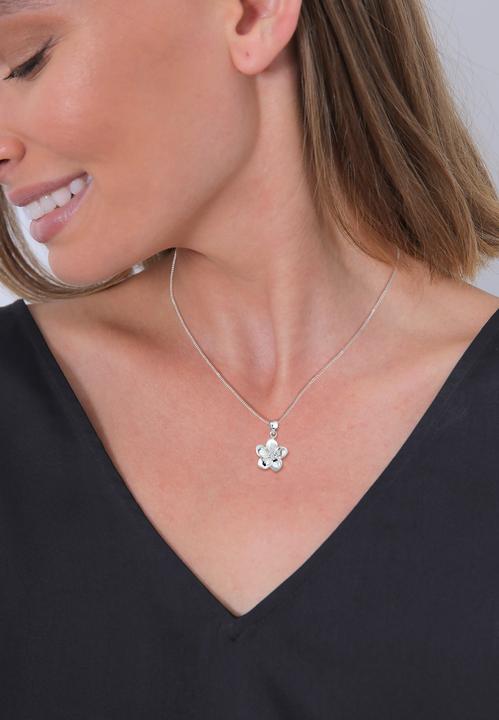 Image du produit Elli DIAMONDS Collier Frangipane Fleur Diamant (0.03 ct) 925 Argent (Argent sterling 925, Cierge, 45 cm)