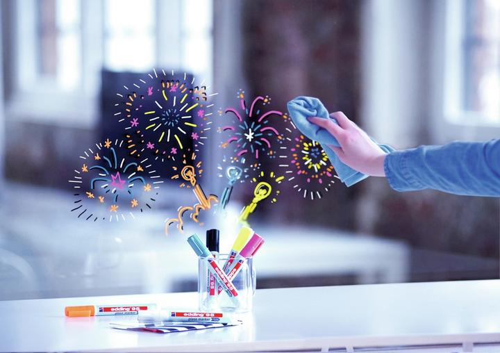 Image du produit Edding Crayon-feutre Marqueur pour verre 95 (Jaune, 3 mm, 1 x)