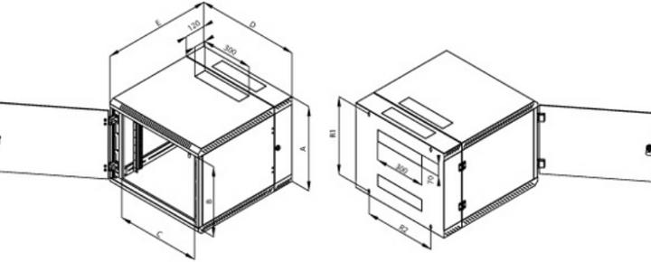 Actual product image Triton RBA-06-AD6-CAX-A1 - Wall-mounted 19" cabinet, 2-sectioned, 6 HU, 615 mm depth (6 RU, 19 inch rack)