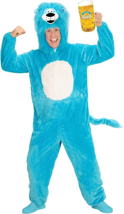 Image du produit Widmann Costume de lion bleu en peluche Combinaison avec capuche adulte (M/L)