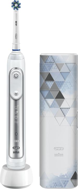 Produktbild Oral-B Genius 8500 Design Edition Elektrische Zahnbürste, Positionserkennung, Reise-Etui, Weiss/Silber (Oszillierende Zahnbürste)