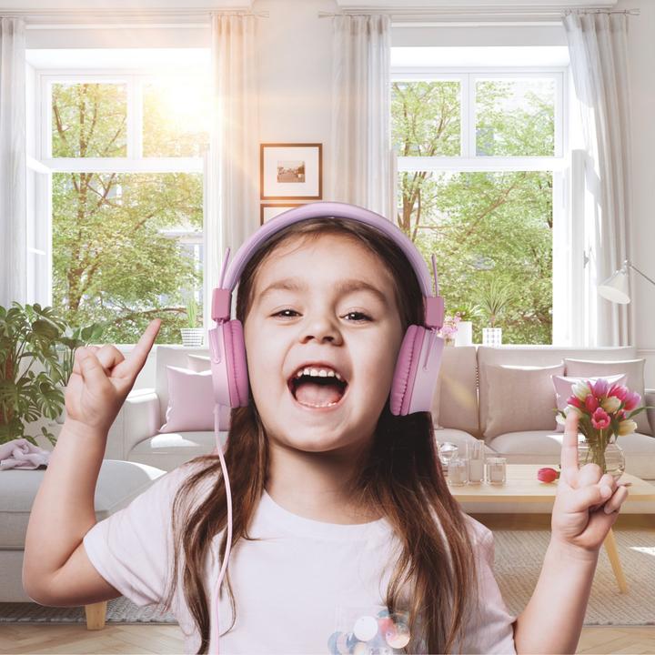 Produktbild Thomson HED8100P Kinderkopfhörer, On-Ear, mit Kabel, Lautstärkebegrenzung, Rosa