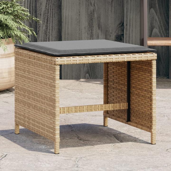Immagine prodotto VidaXL Sgabello da giardino Cuscino Sgabello Sedia da giardino Sgabello 4 pezzi. Miscela beige