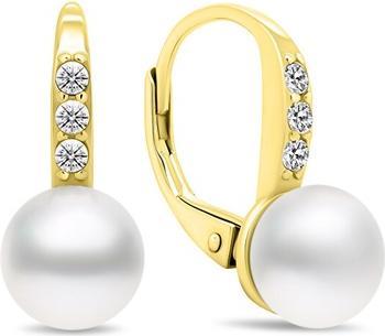 Brilio Silver - Charming gold-plated earrings with pearls and zircons EA385Y