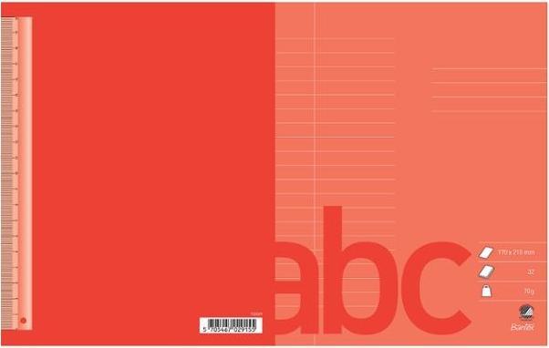 Productafbeelding Bantex Schrift, 17 x 21 cm, 20 lijntjes (9 mm), rood, 20 stuks.