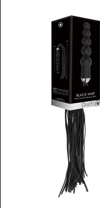 Actual product image Ouch! Black Whip with Curved Silicone Dildo