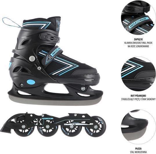 Produktbild Nils Rollschuhe/Hockey-Skates NH11912 schwarz-blau - PU80 mm/82A (L 39-42) (39)