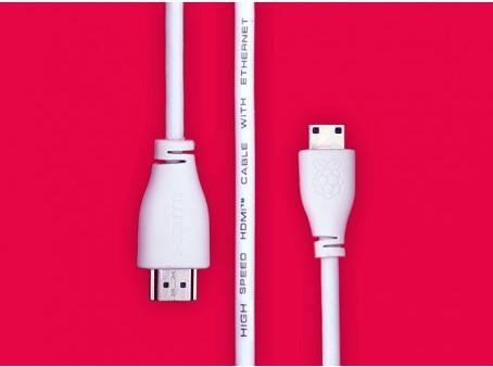 Image du produit Raspberry Pi Câble HDMI vers mini HDMI officiel 1m blanc (Pi0) (Cordes)