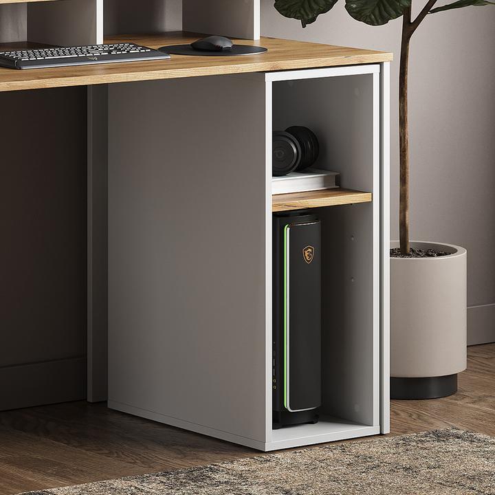 Image du produit Vichy PC-Schrank Tomy, Weiss/Goldkraft Eiche, 28.5 x 50 cm mit 2 offenen Fächern