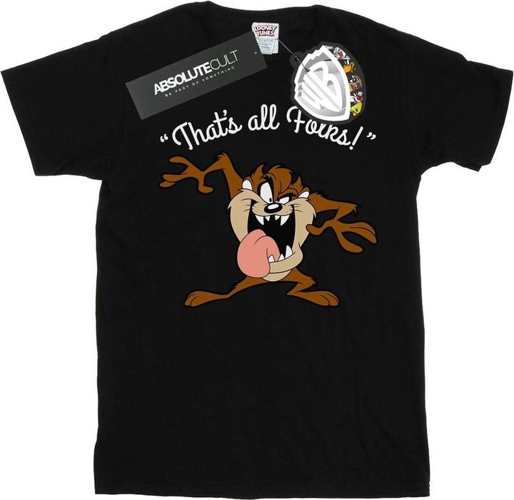 Actual product image Looney Tunes Womens/Ladies That's All Folks Taz Cotton Boyfriend T-Shirt (L)