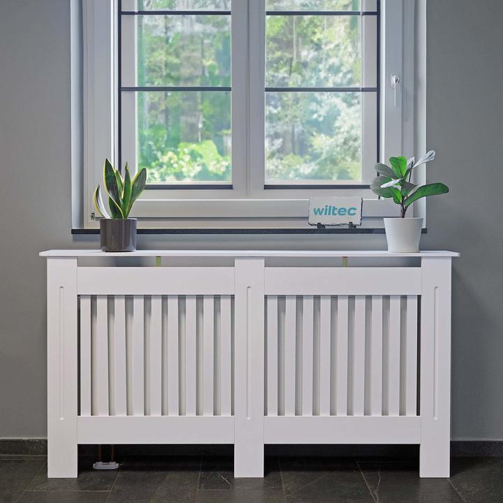 Image du produit Toboli Cache-radiateur blanc 172x19x82cm Couverture de chauffage décorative en MDF Tablette Étagère