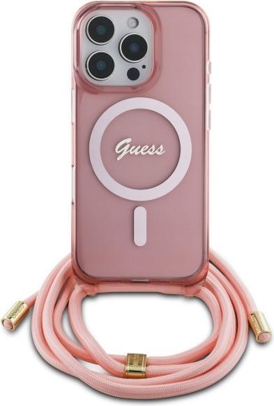 Image du produit Guess GUHMP16LHCTSGNSP iPhone 16 Pro 6.3" różowy/pink hardcase Crossbody Cord Script MagSafe (Apple iPhone 16 Pro)