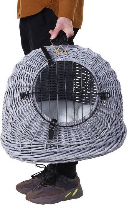 Image du produit Swisshandel24 Panier de transport Caisse de transport pour chats chiens, niche en osier avec grille, niche pour (Chat)