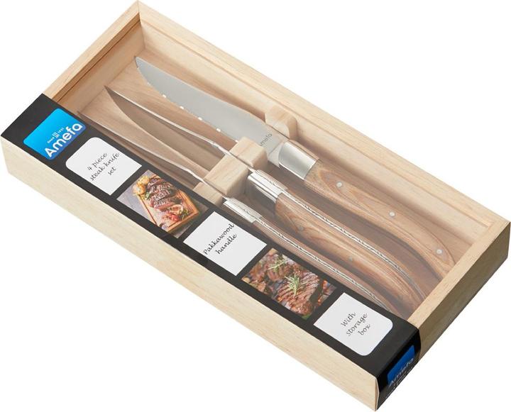 Actual product image Amefa Royal Steak 2520 - 4-pcs Steak knife set naturel in wooden box (4 Piece, Knife)