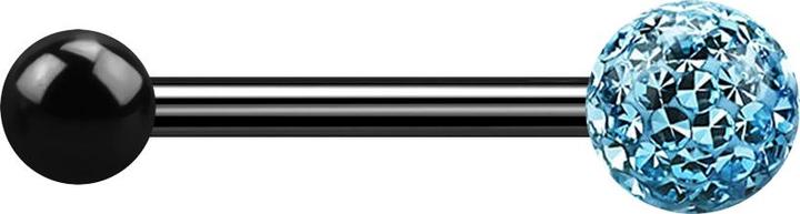 Image du produit Star Piercing Barbell schwarz mit Kugel und Kristallkugel aqua Epoxy Schutzschicht (Titane G23, sans laiton)
