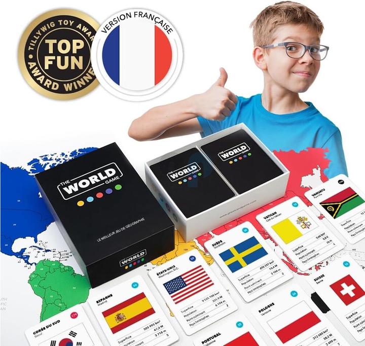 Image du produit The World Game Le jeu de cartes géographiques ultime avec carte du monde - Version française (Français)