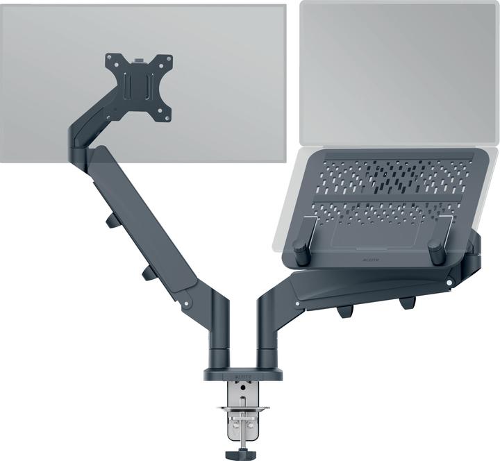 Produktbild Leitz Ergo Platzsparender Dual Monitorarm mit Laptophalterung (Tisch, 32")