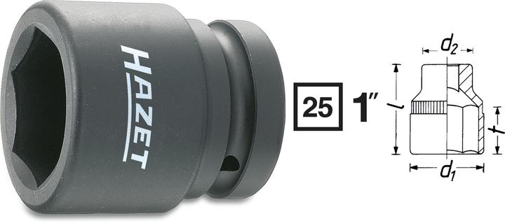 Actual product image HAZET Impact socket ∙ hexagon 1100S-60 ∙ Square, hollow 25 mm (1 inch) ∙ Outside hexagon profile ∙ … (60 mm)