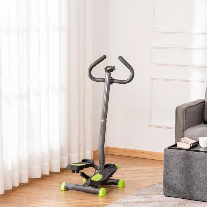 Immagine prodotto Swisshandel24 Hometrainer Stepper Fitness Swing Stepper con schermo LCD e maniglia fino a 100 kg Acciaio ABS
