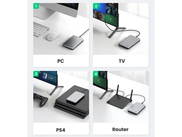 Productafbeelding Ugreen USB 3.1 Type-C HDD/SSD Aluminium Behuizing 2,5" met USB-C Kabel (2.5")