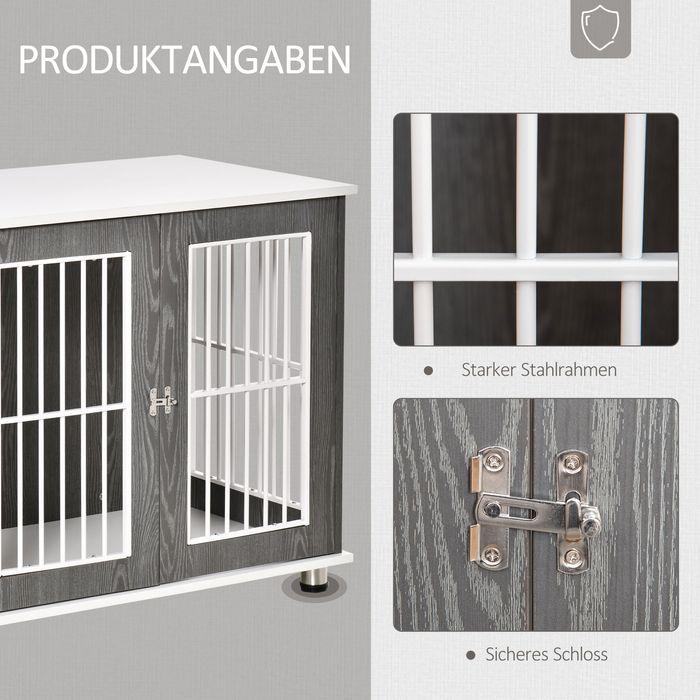 Produktbild Swisshandel24 Hundehütte Hundehaus aus Holz Transportbox mit Tischoberfläche Kissen Kleintierkäfig Beistelltisch G (Hund, Abschliessbar, Faltbar)