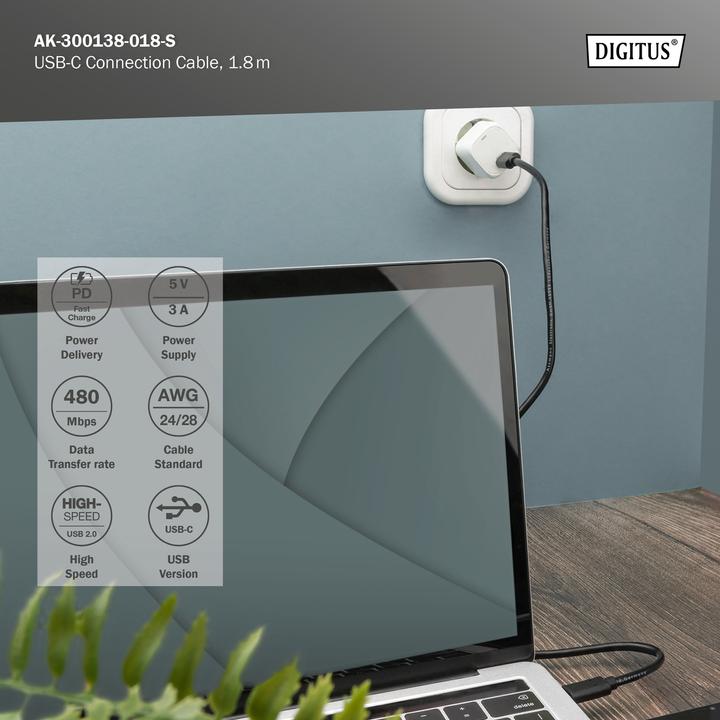 Actual product image Digitus Usb type C - USB type C (1.80 m, USB 2.0)