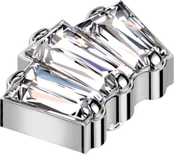 Actual product image Star Piercing Dermal Anchor silver three Baquette crystals silver (without brass, Titanium G23)