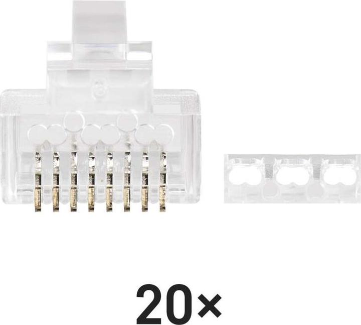 Actual product image Emos Connector RJ45 for UTP cable, white, 20 pcs. (Network cable plug)