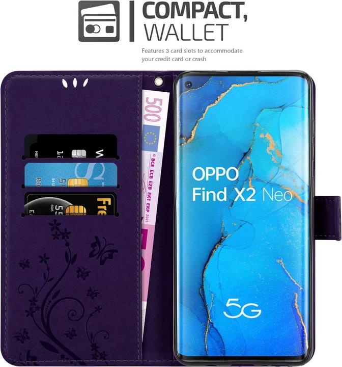 Actual product image Cadorabo Case for Oppo FIND X2 NEO Flower Book (Oppo Find X2 Neo)