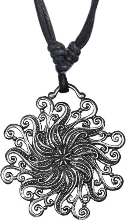 Produktbild Star Piercing Halskette schwarz Anhänger silber Sonne mit kleinem Stern (Messing)