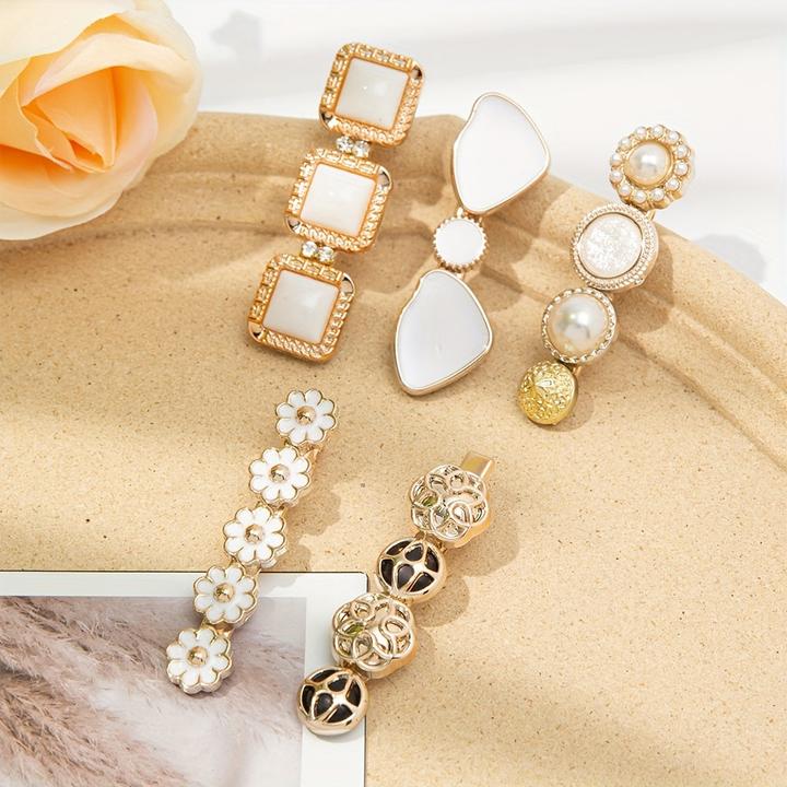 Produktbild Activity Board 5pcs Elegante Haar Seite Clips Faux Perle Dekorative Haar Pony Clips Strass Pony Clips Trendy (5 Stk.)