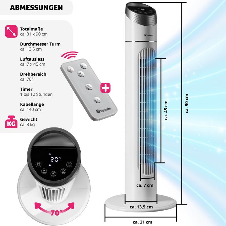 Image du produit tectake Ventilateur colonne (50 dB)