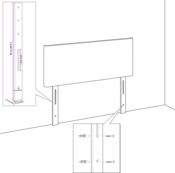 Produktbild VidaXL LED Kopfteil Einfarbig Dunkelgrau 80 cm Cordstoff (160 x 5 x 88 cm)