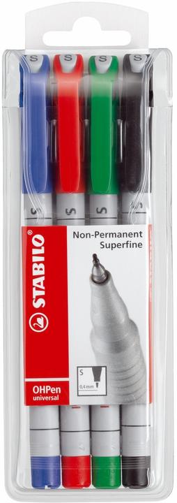 Actual product image STABILO OHPen universal foil pen water-soluble (Green, Red, Blue, Black, 0.40 mm, 4 x)